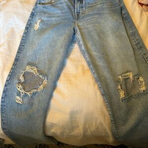 7 For All Mankind Light Blue Distressed Boyfriend Jeans
